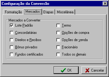 Sele�ao dos mercados a converter na convers�o