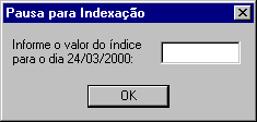 Di�logo de entrada do valor de indexa��o on the fly