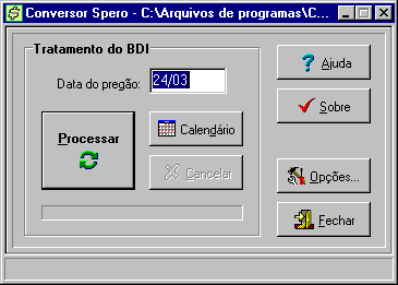 Tela principal do conversor Spero